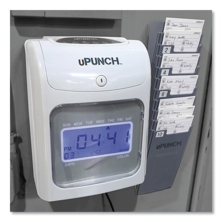 UPUNCH UB2000 Electronic Calculating Time Clock Bundle, LCD Display, Gray UB2000
